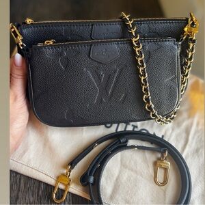 Louis Vuitton Black Multi Pochette with Gold Accents